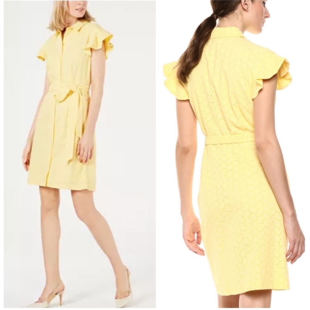 Calvin Klein Eyelet Button Down Dress